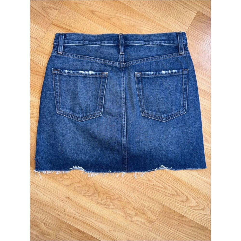 Frame Denim Denim Blue Distressed Denim Mini Skirt Casablanca Size 28 - Picture 6 of 7